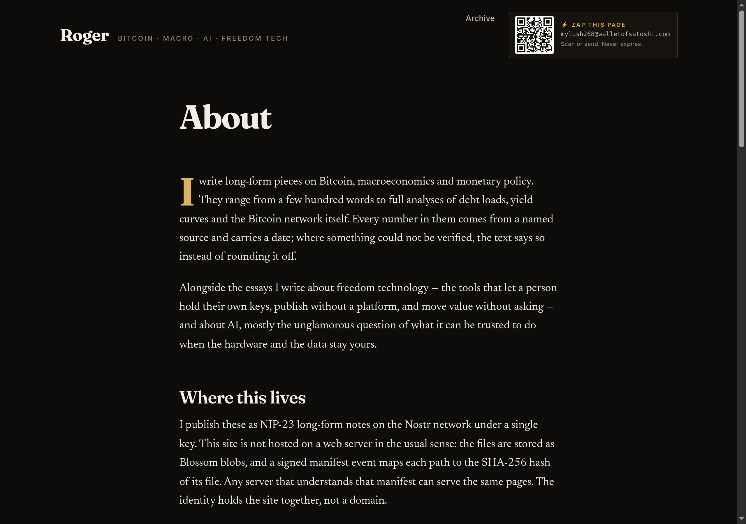 The About page of the finished site, where the setup guides live, written from actually building the things